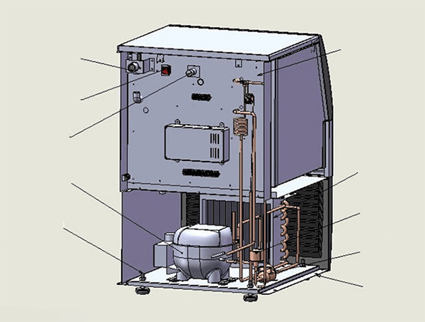 disassembly and structural diagram of the back of the ice machine